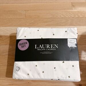 SOLD- Lauren Ralph Lauren Queen Sheet Set honey bee hive NWOT